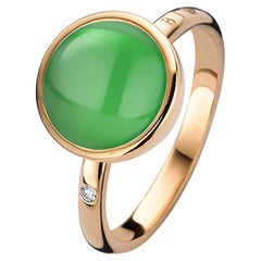 Lemon Quartz, Green Agate and Mother of Pearl Ring in 18ct Gold by Bigli