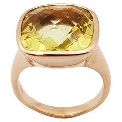 Lemon Quartz Ring Set in 14 Karat Rose Gold Settings