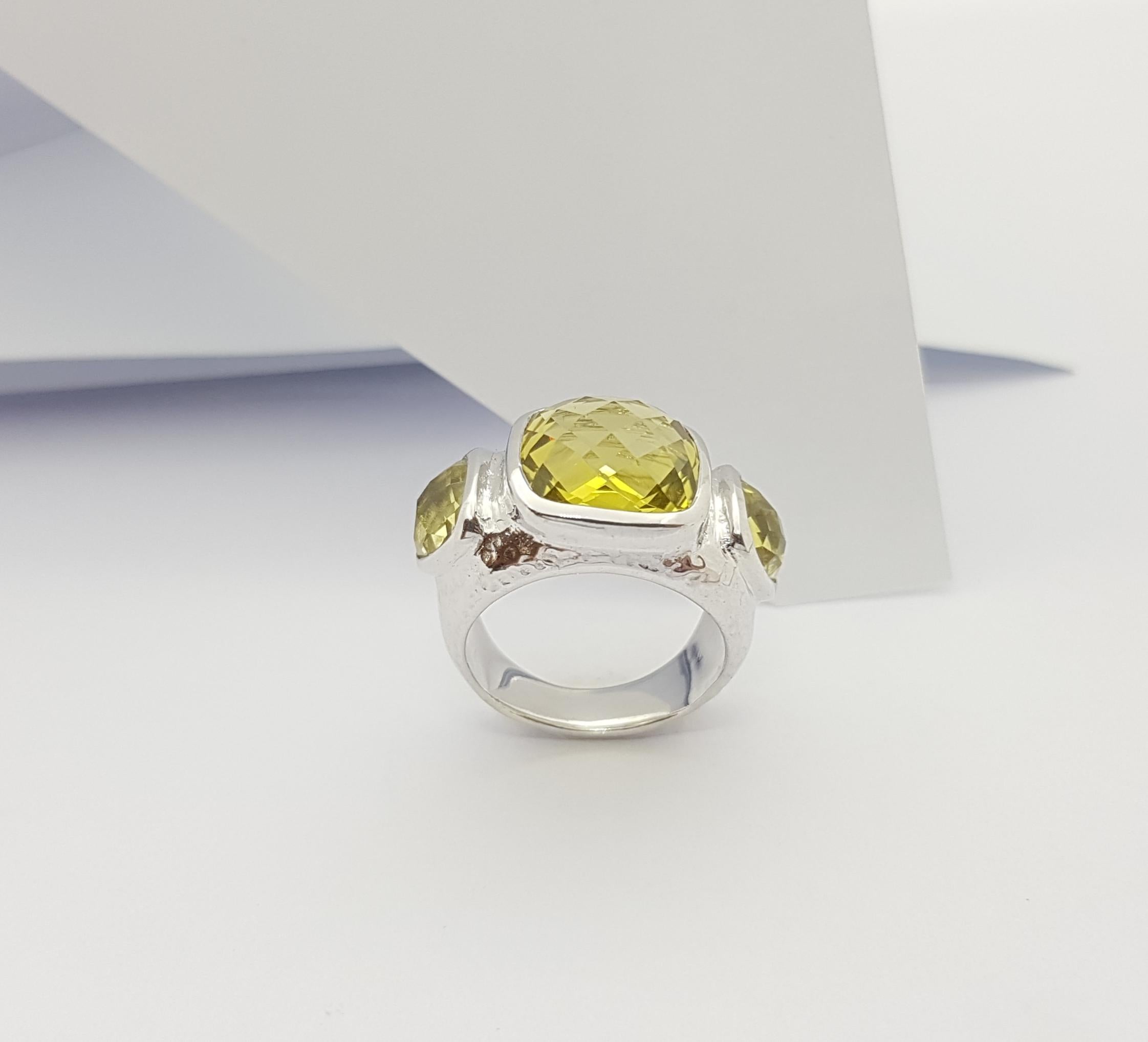 Lemon Quartz Ring set in Silver Settings For Sale 1