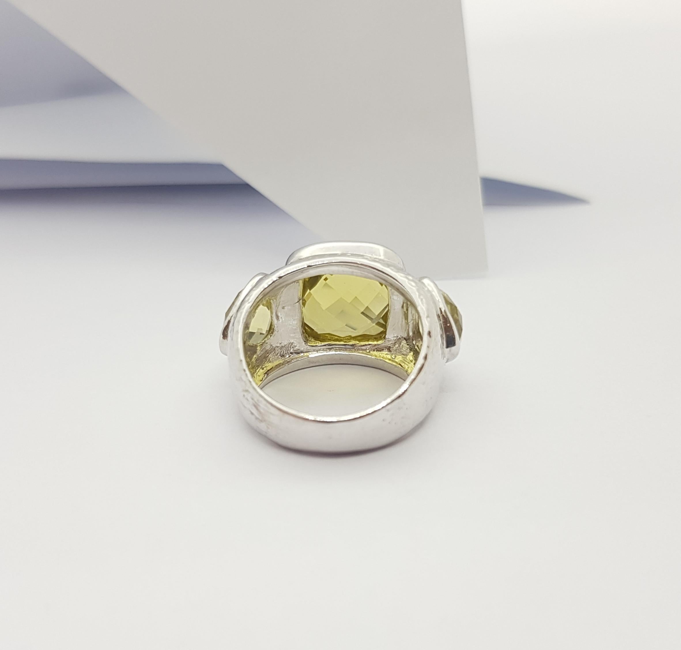 Lemon Quartz Ring set in Silver Settings For Sale 3