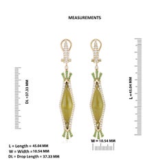 Lemon Quartz, Tsavorite & Diamond Ring, Earring Set in 14K Yellow Gold
