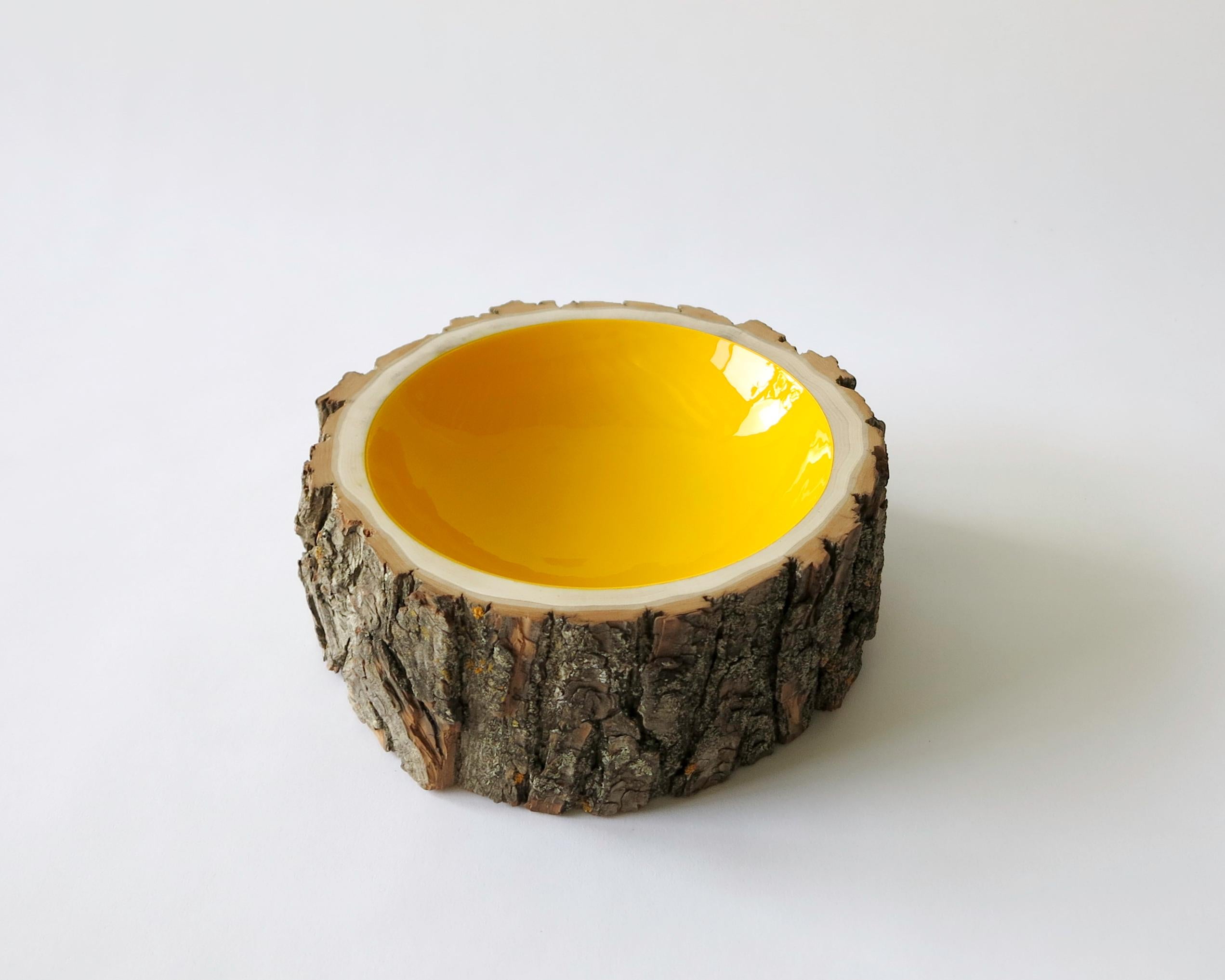 Modern Lemon Size 8 Log Bowl by Loyal Loot Made to Order Hand Made from Reclaimed Wood For Sale