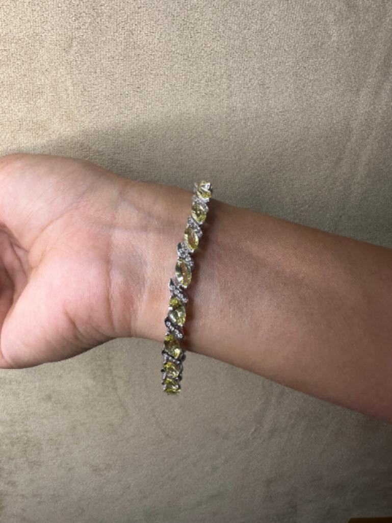 Modern Lemon Topaz and Diamond Wedding Bracelet for Mom Gift Crafted in Sterling Silver For Sale