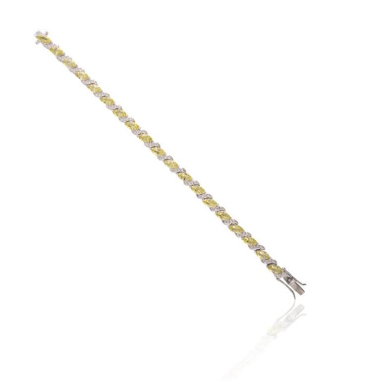 Women's Lemon Topaz and Diamond Wedding Bracelet for Mom Gift Crafted in Sterling Silver For Sale