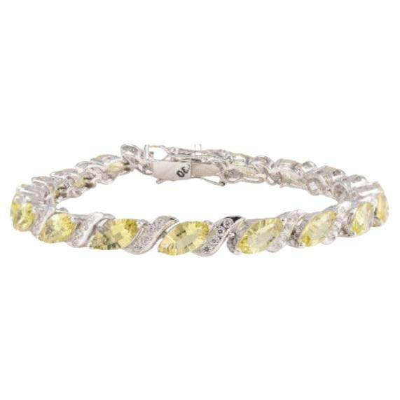 Lemon Topaz and Diamond Wedding Bracelet for Women Crafted in Sterling Silver For Sale