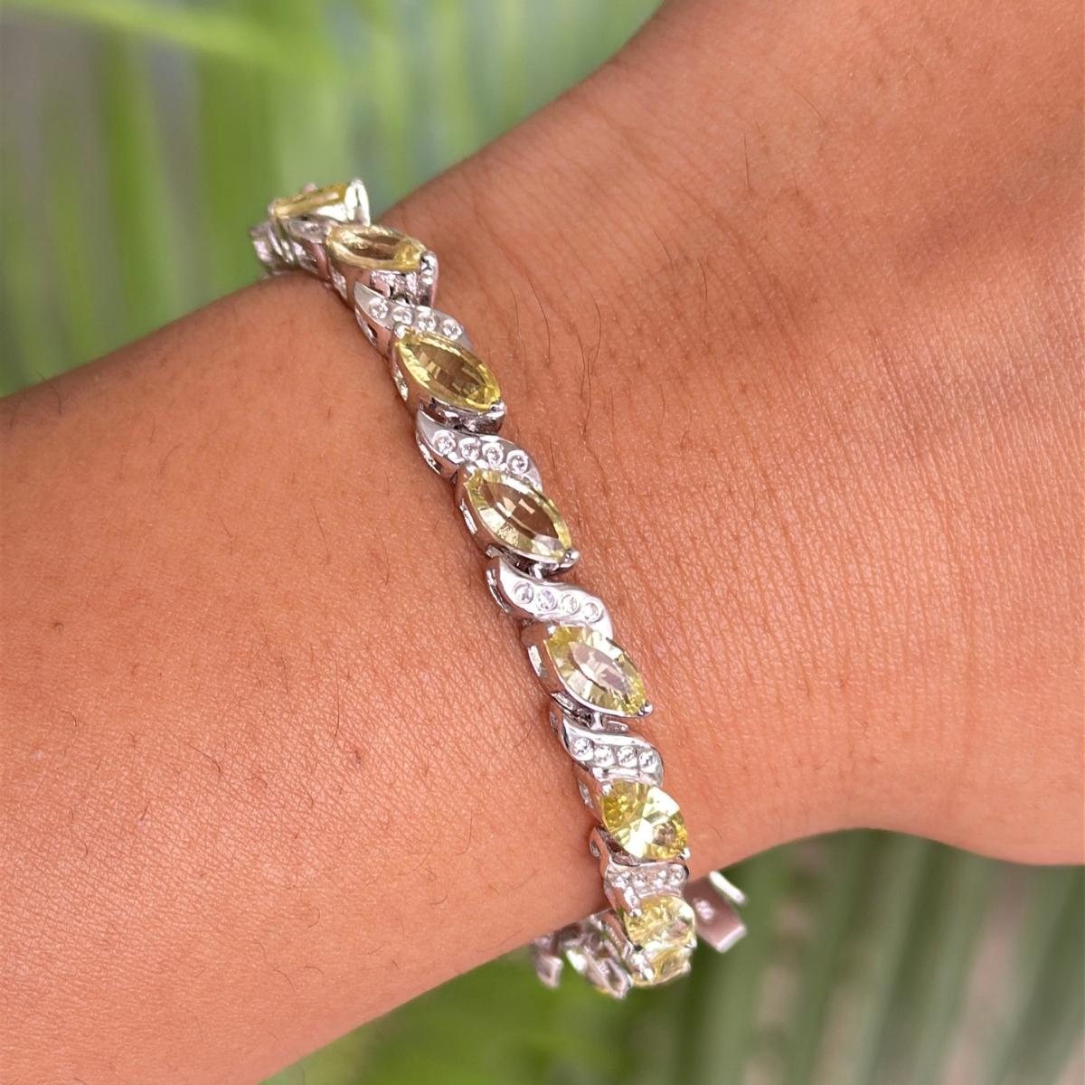 Zitronentopas und Diamant Hochzeit Armband Gife für Sie in Sterling Silber gefertigt Damen im Angebot