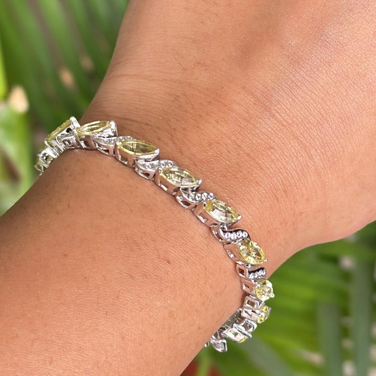 Zitronentopas und Diamant Hochzeit Armband Gife für Sie in Sterling Silber gefertigt im Angebot 3