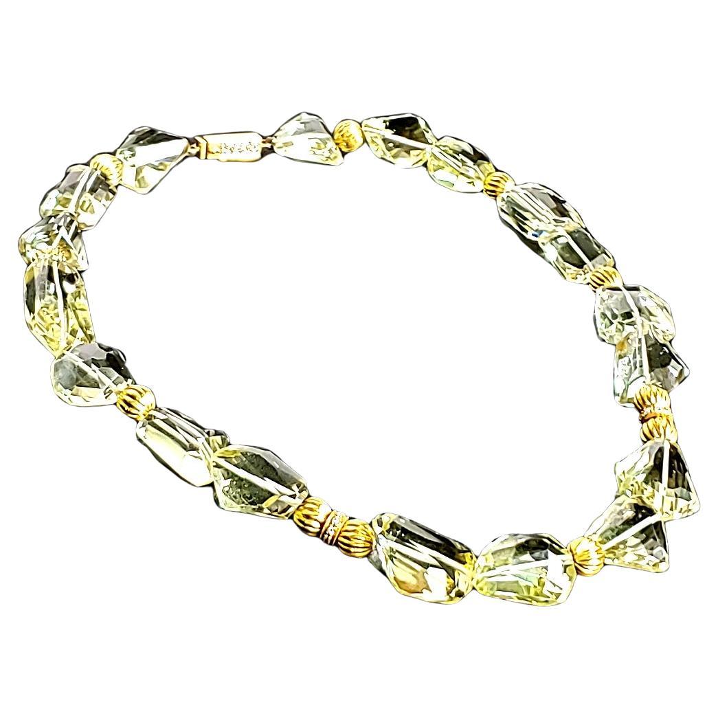 Lemon Topaz Cts 235 and Diamond Roundel Necklace 