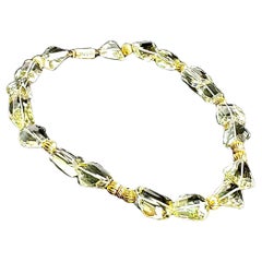 Lemon Topaz Cts 235 and Diamond Roundel Necklace