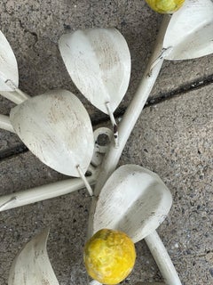 Lemon White Metal & Pottery Hollywood Regency Decor Wall Hanging Cottagecore