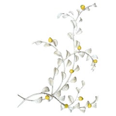 Lemon White Metal & Pottery Hollywood Regency Decor Wall Hanging Cottagecore