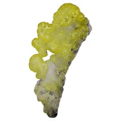 Lemon-Yellow Botryoidal Brucite Crystals On Chromite Matrix From Pakistan