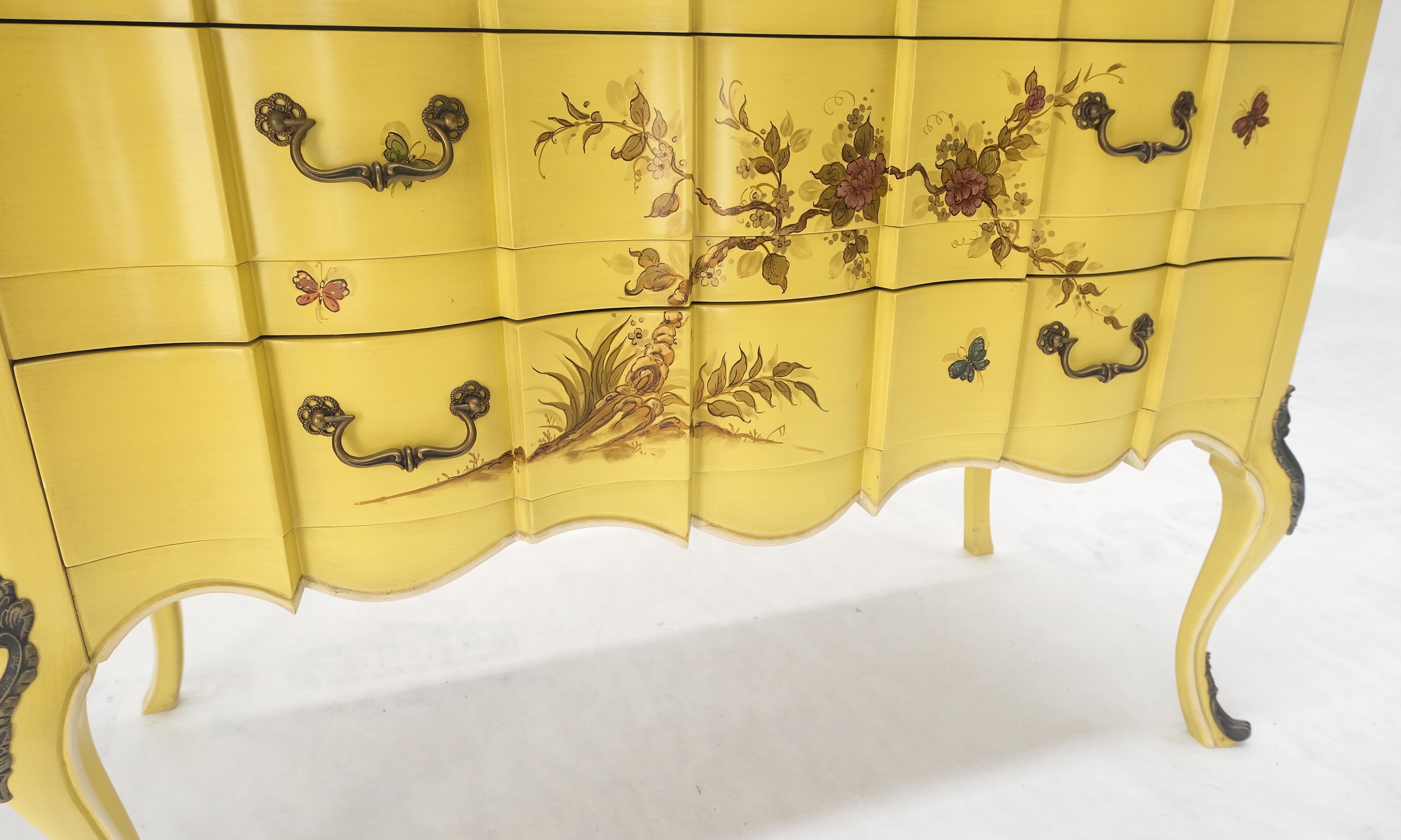 Lemon Yellow White Lacquer Bronze Mounts cabriole Style Leg Two Drawers Console  For Sale 4