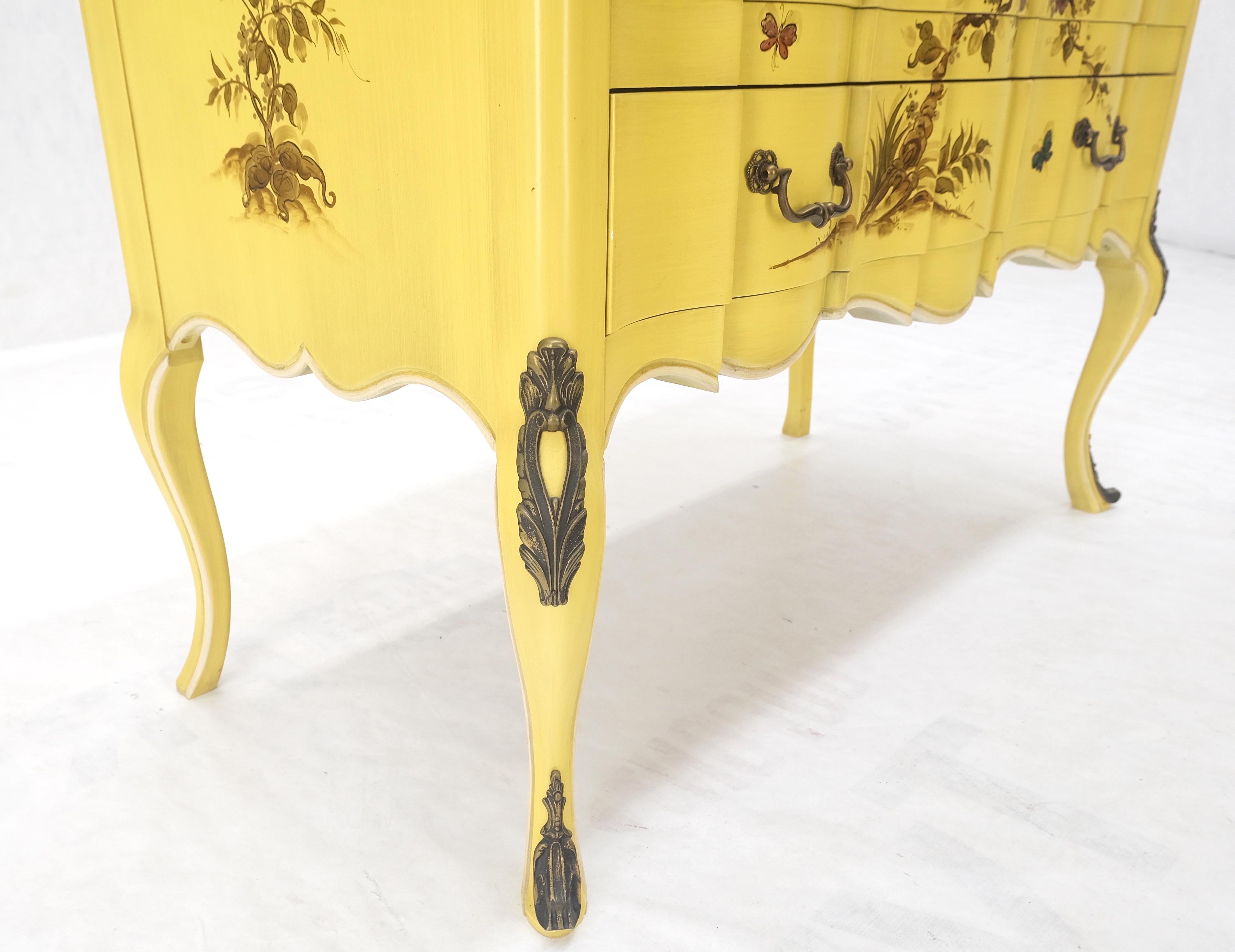 Lemon Yellow White Lacquer Bronze Mounts cabriole Style Leg Two Drawers Console  For Sale 6