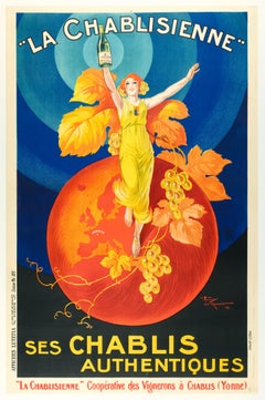Lemonnier, Póster Vintage Alcohol, Chablisienne, Vino de Borgoña, Viñedo, 1926