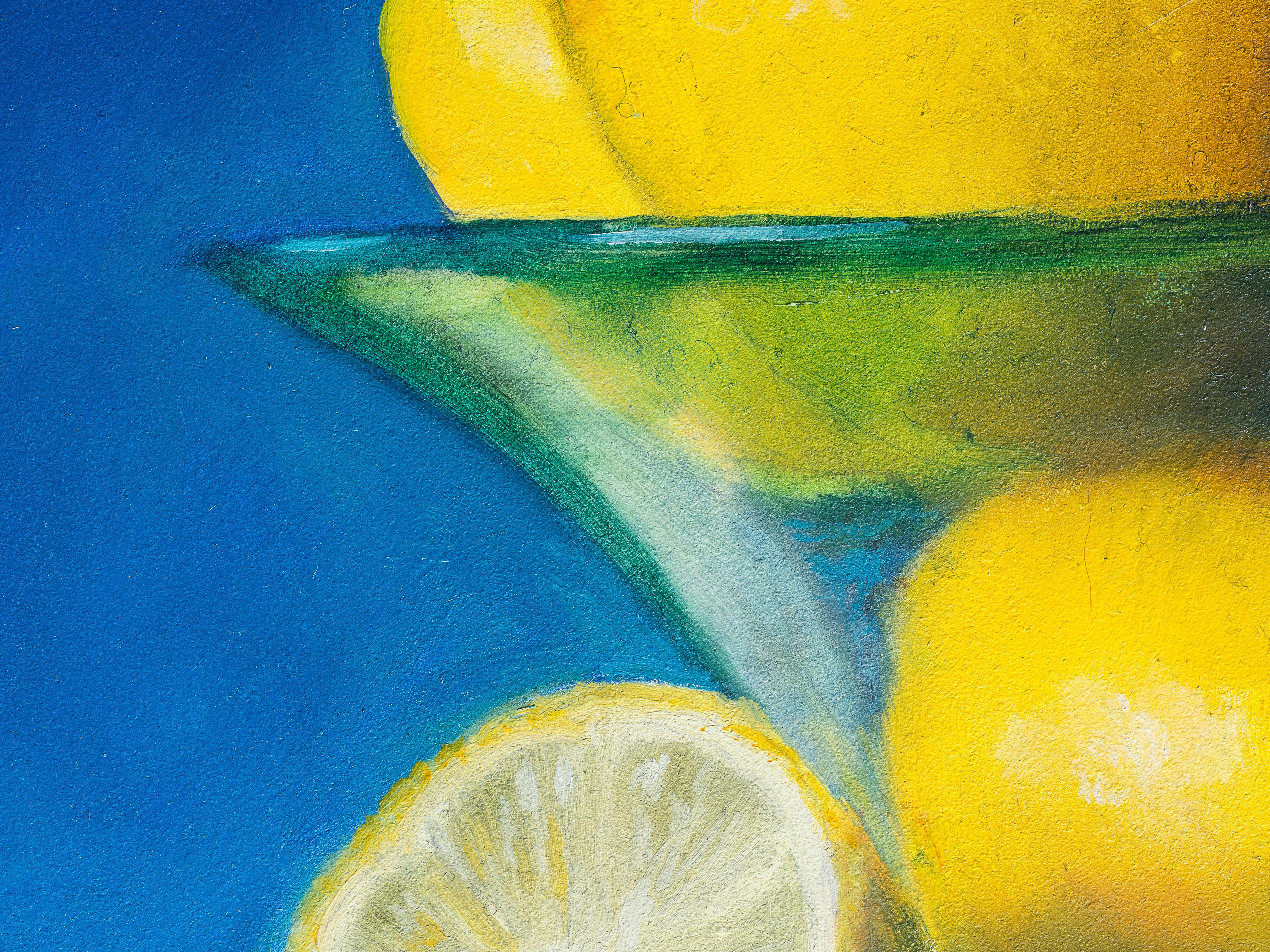 Other Lemons in a Frosted Glass Bowl, Still Life Oil Painting