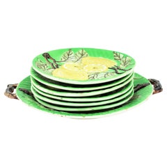 Lemons Majolica Ceramic Dinnerware Dessert Serving Set for Six