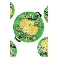Lemons Majolica Ceramic Dinnerware Dessert Serving Set for Six