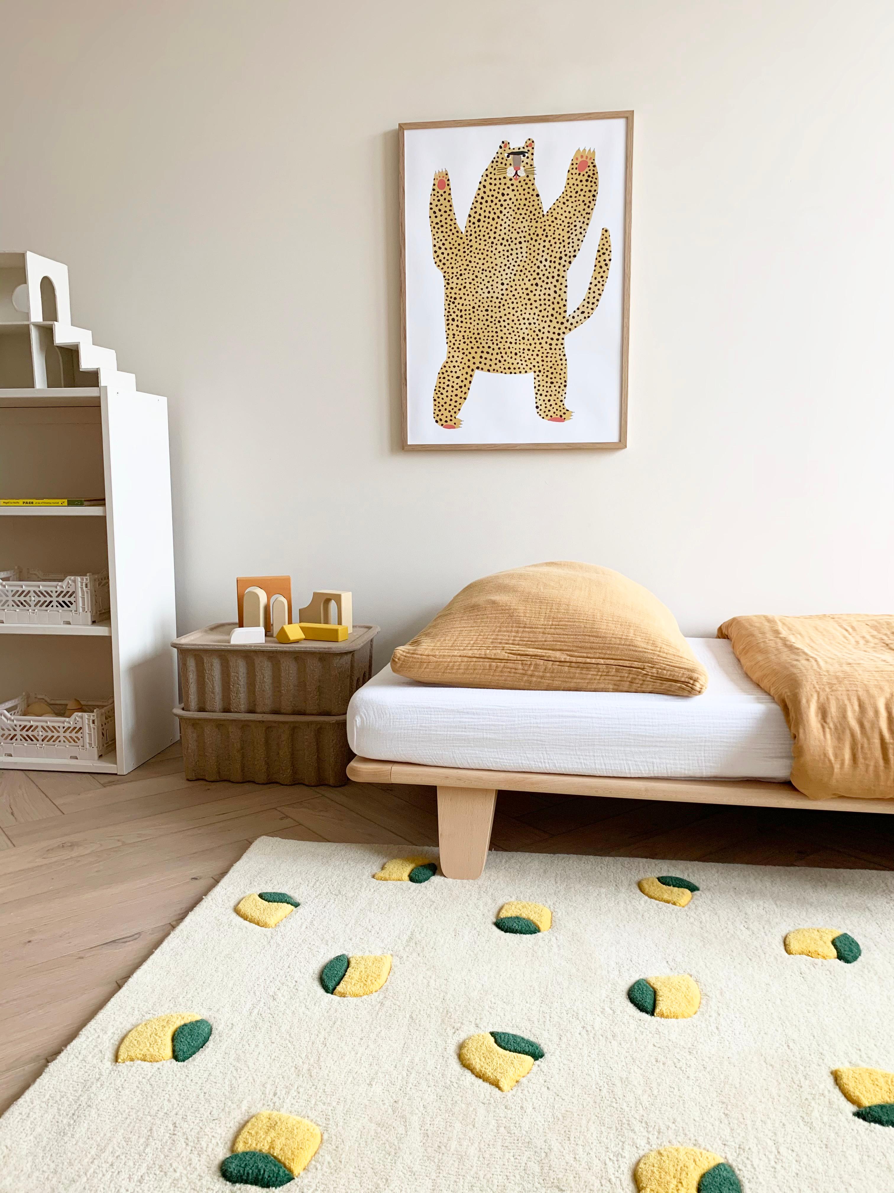 The Lemons Rug is a bold rectangle rug with striking colors. The all over lemon print is hand-tufted in a higher pile to create a 3D lemon texture. This playful rug is handmade of 100% New Zealand wool, that makes it super-soft underfoot.

The