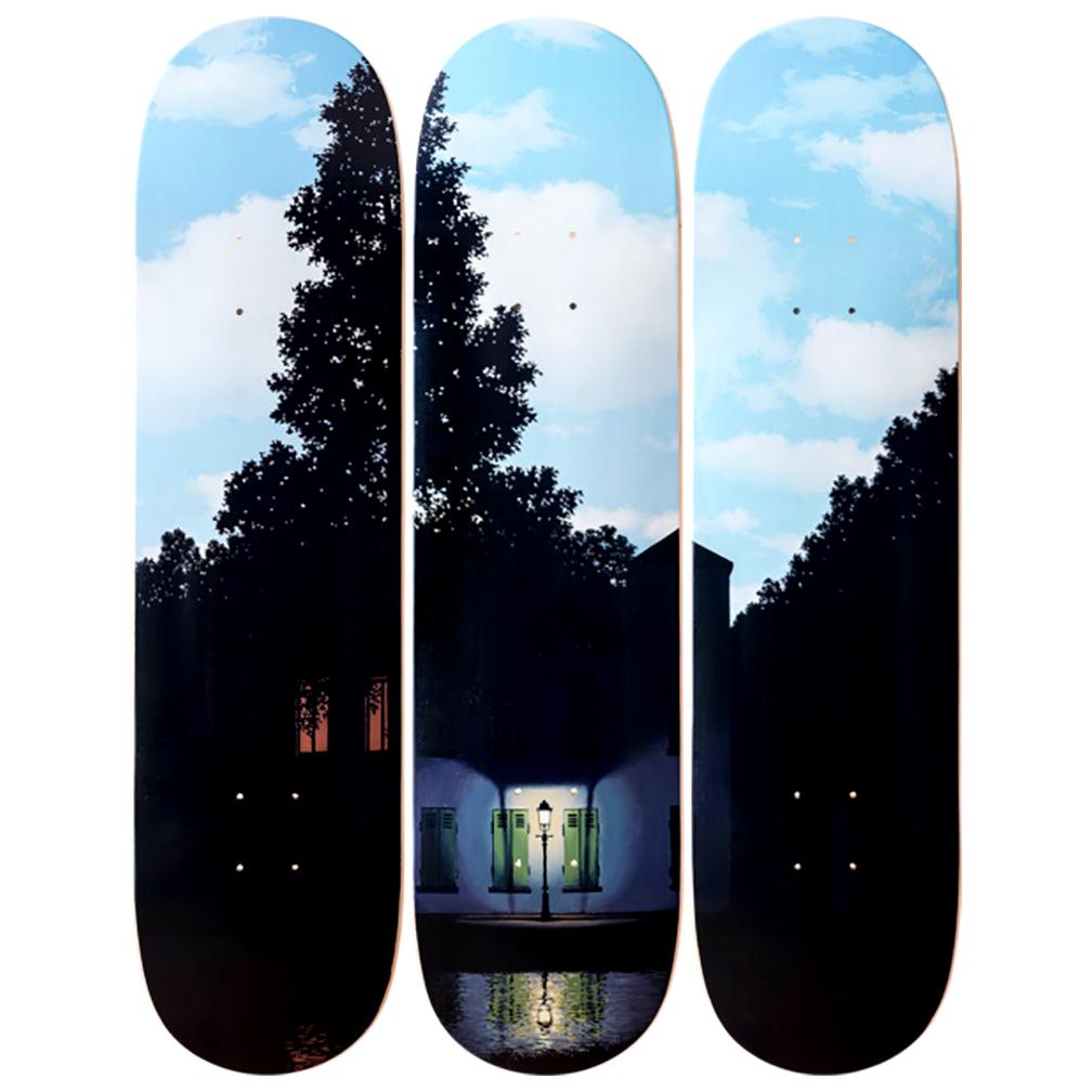 L'empire des Lumières Skateboard Decks after René Magritte