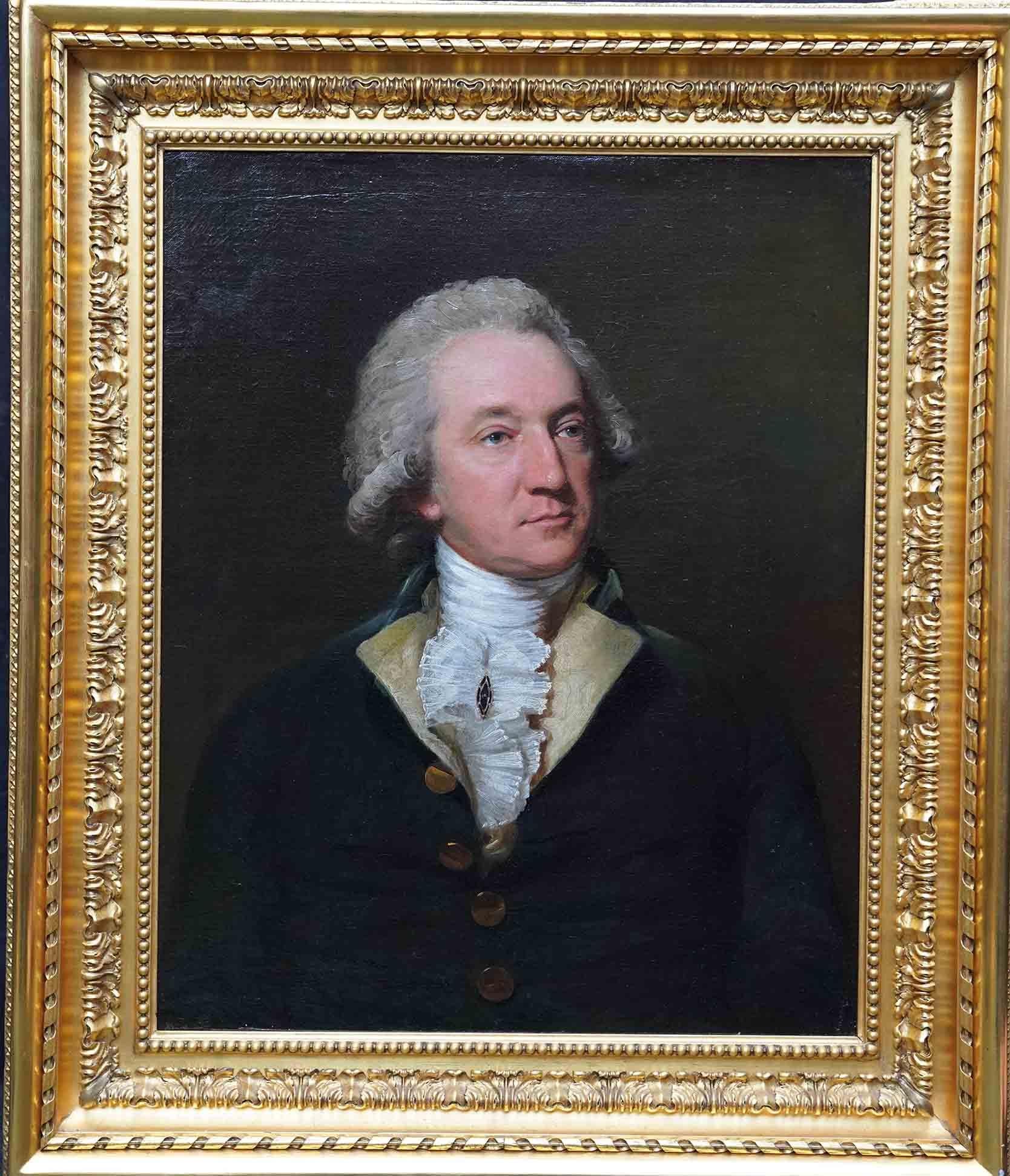 Portrait of a Gentleman - British 18th Century Old Master art  oil painting For Sale 6