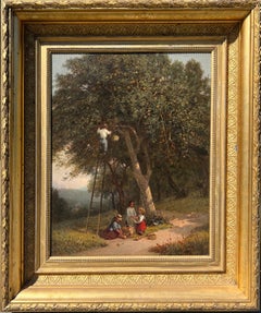 Antique 19th Century American Genre Painting by Lemuel Maynard Wiles (1826-1905) 