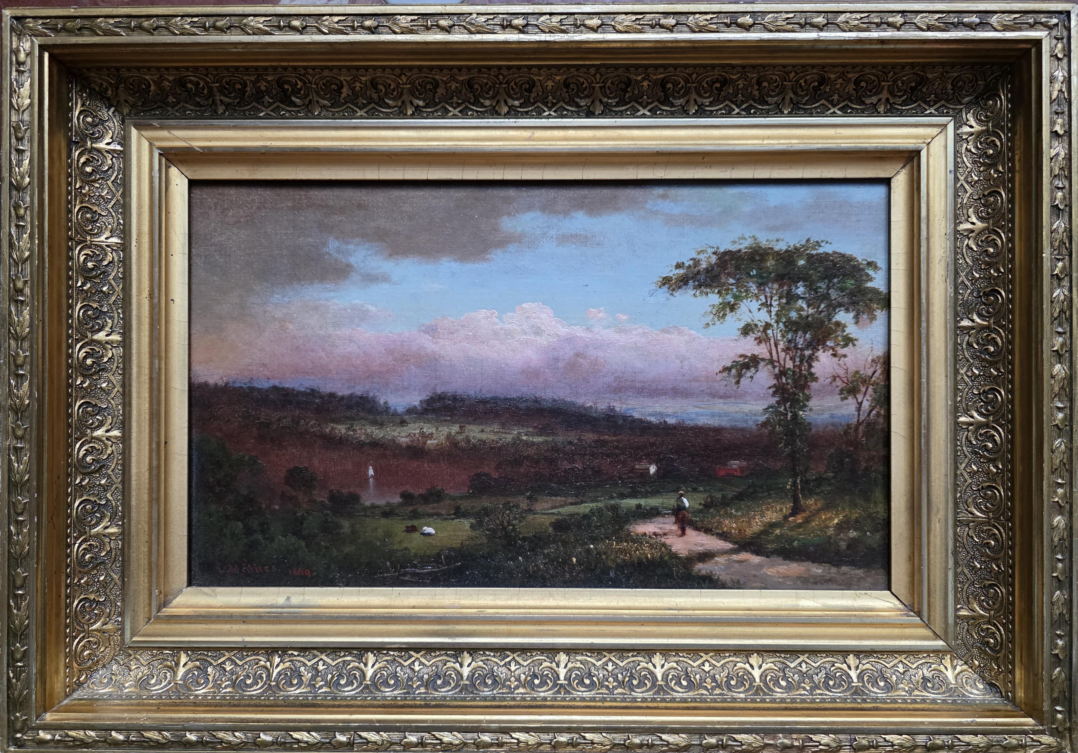 Landscape Painting Lemuel Maynard Wiles - Silver Lake in the Valley of the Genesee - New York