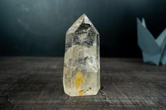 Lemurian Quartz Obelisk Point with Orange Hematite