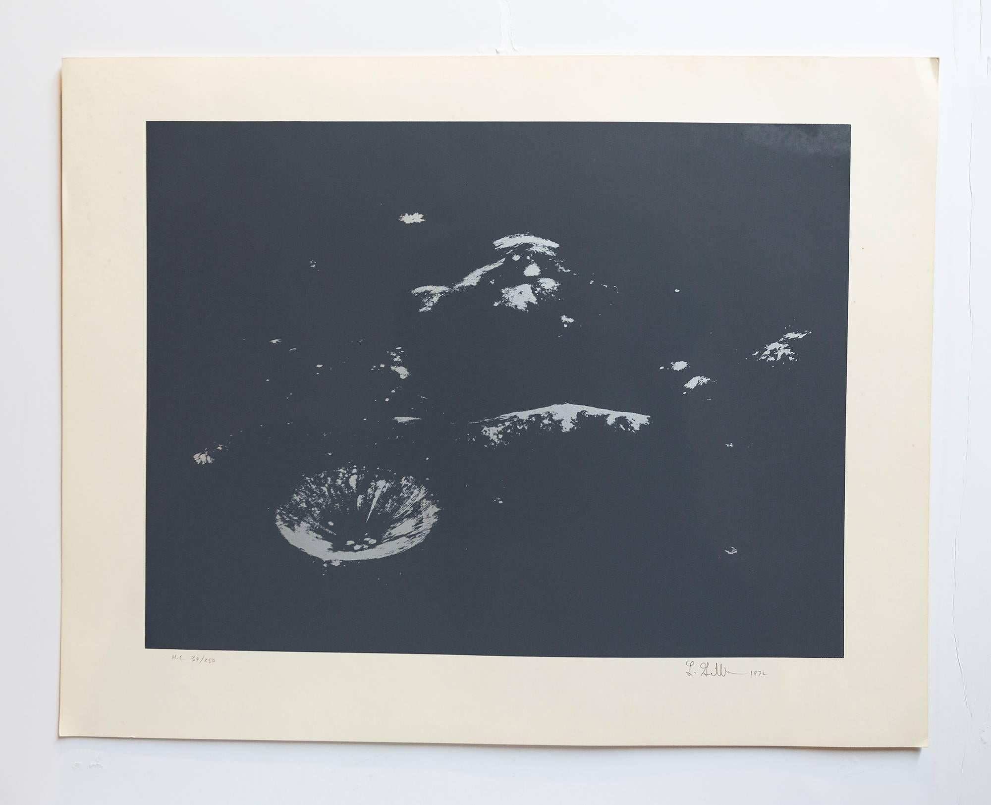 Lunar Landscape Abstract Signed Numbered Screenprint Black - Print by Len Gittleman