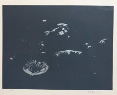 Vintage Lunar Landscape Abstract Signed Numbered Screenprint Black