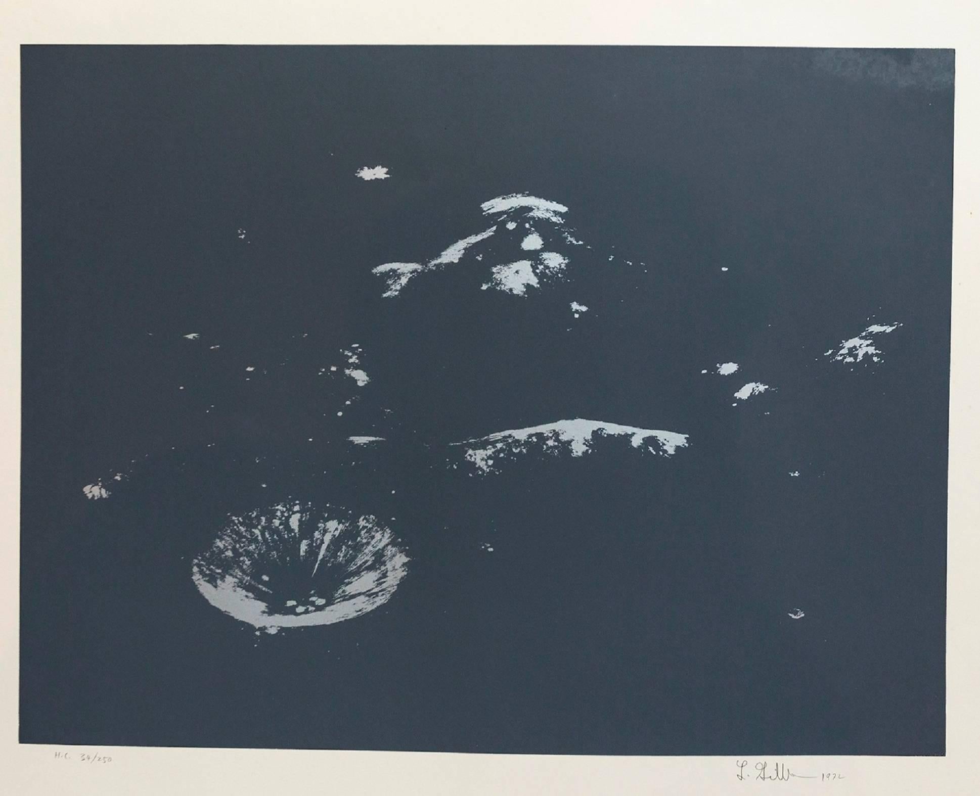 Paesaggio lunare astratto firmato e numerato Serigrafia nera