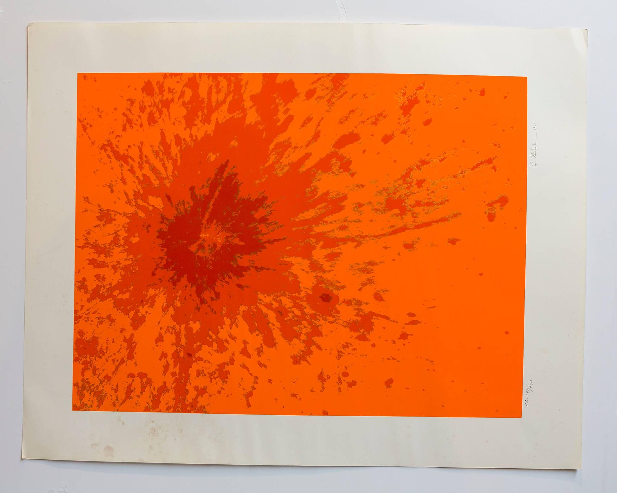 Lunar Landscape Abstract Signed Numbered Screenprint Orange - Print by Len Gittleman