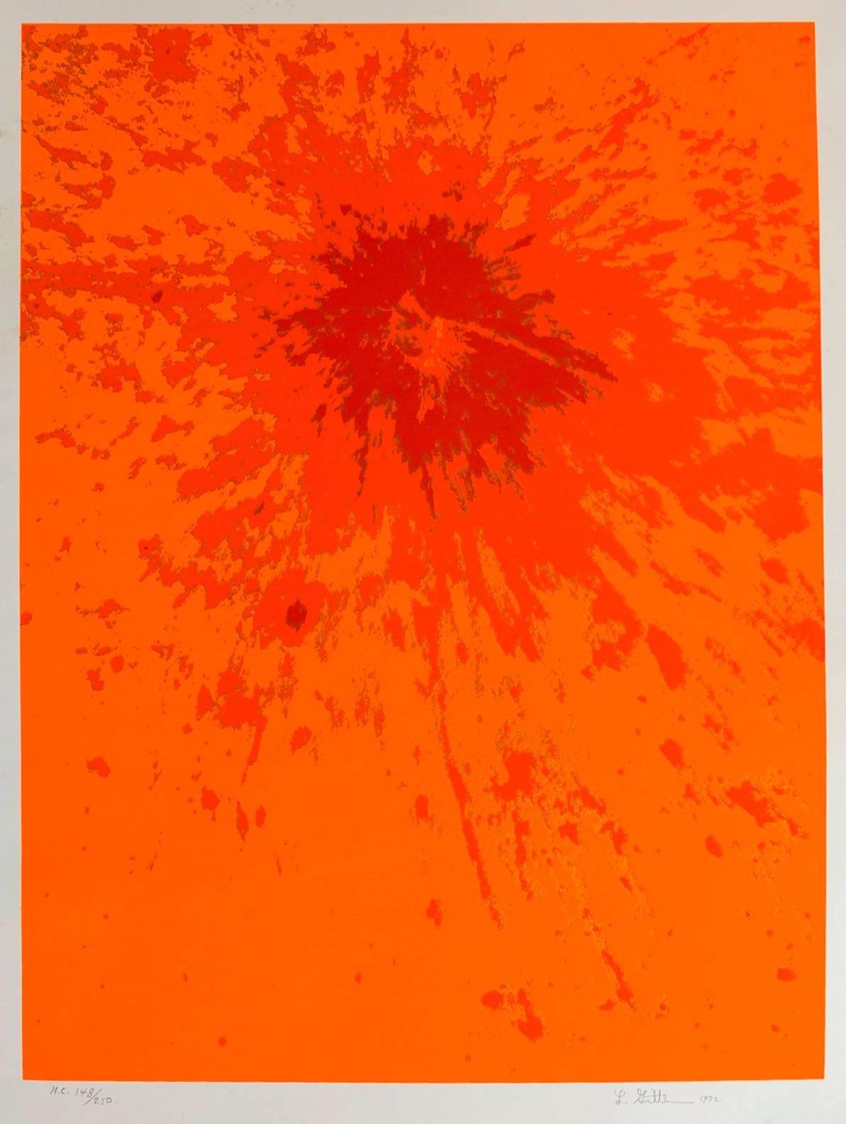 Len Gittleman Abstract Print - Lunar Landscape Abstract Signed Numbered Screenprint Orange