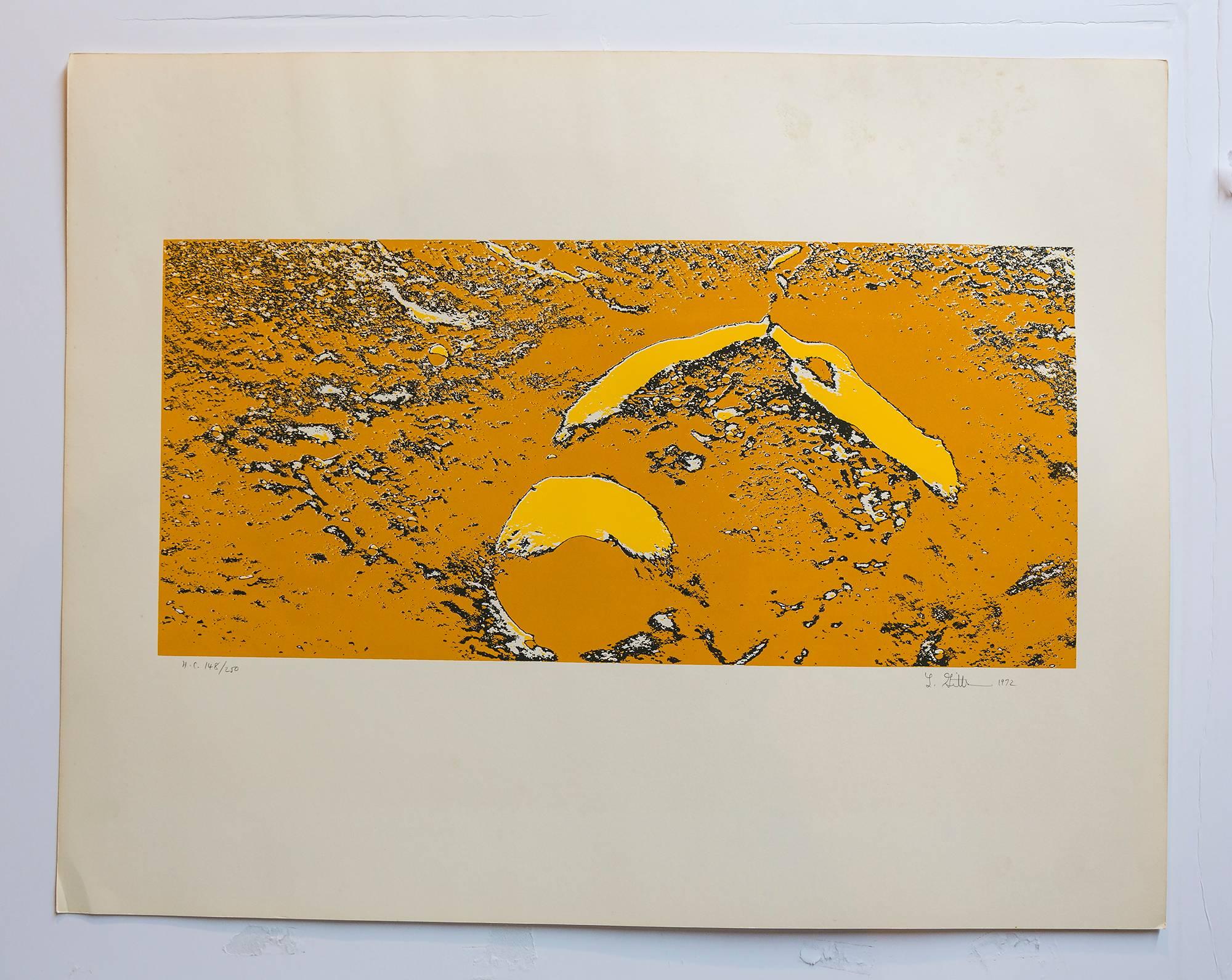 Lunar Landscape Abstract Signed Numbered Screenprint Yellow - Print by Len Gittleman