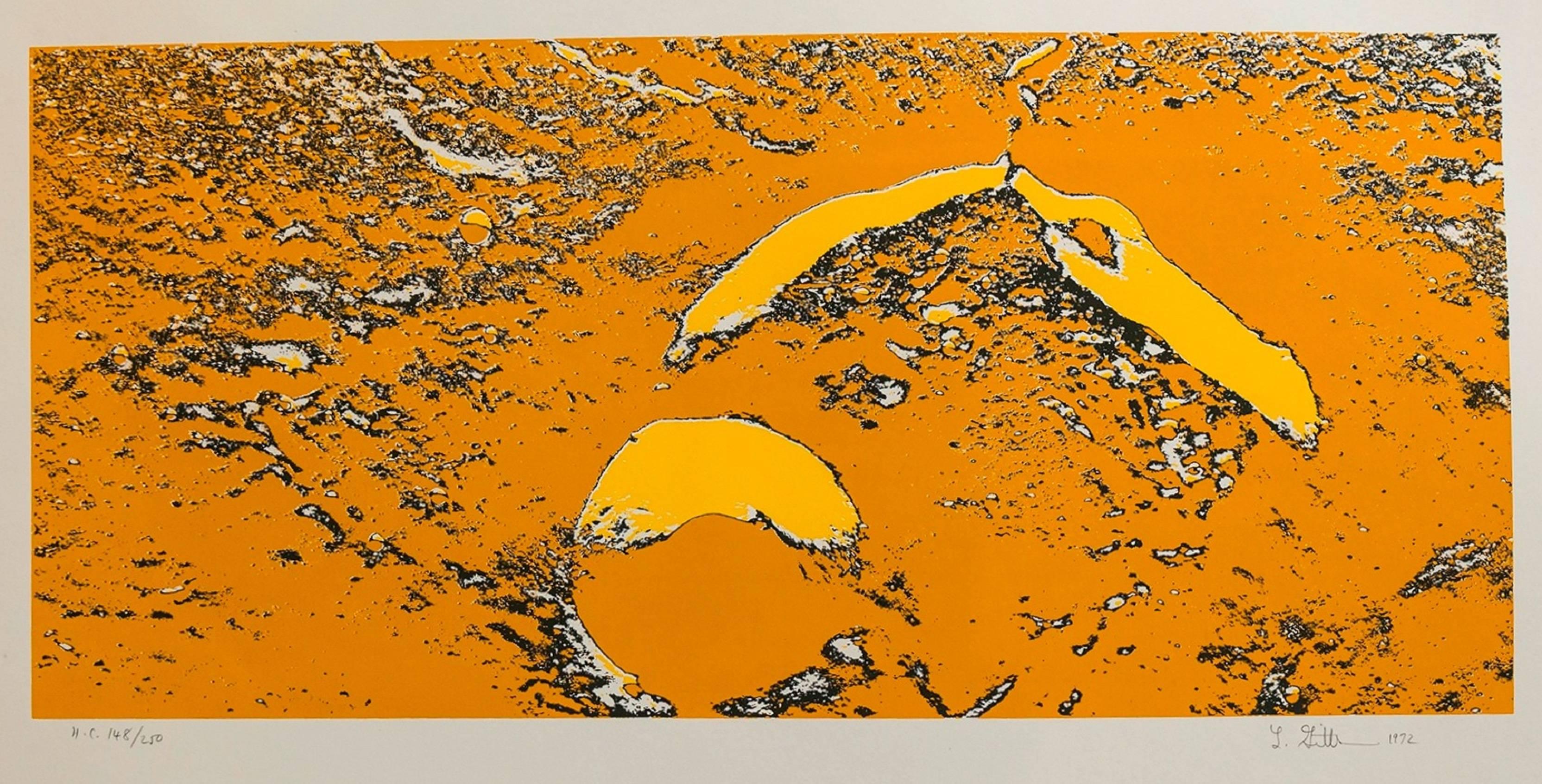 Len Gittleman Landscape Print - Lunar Landscape Abstract Signed Numbered Screenprint Yellow