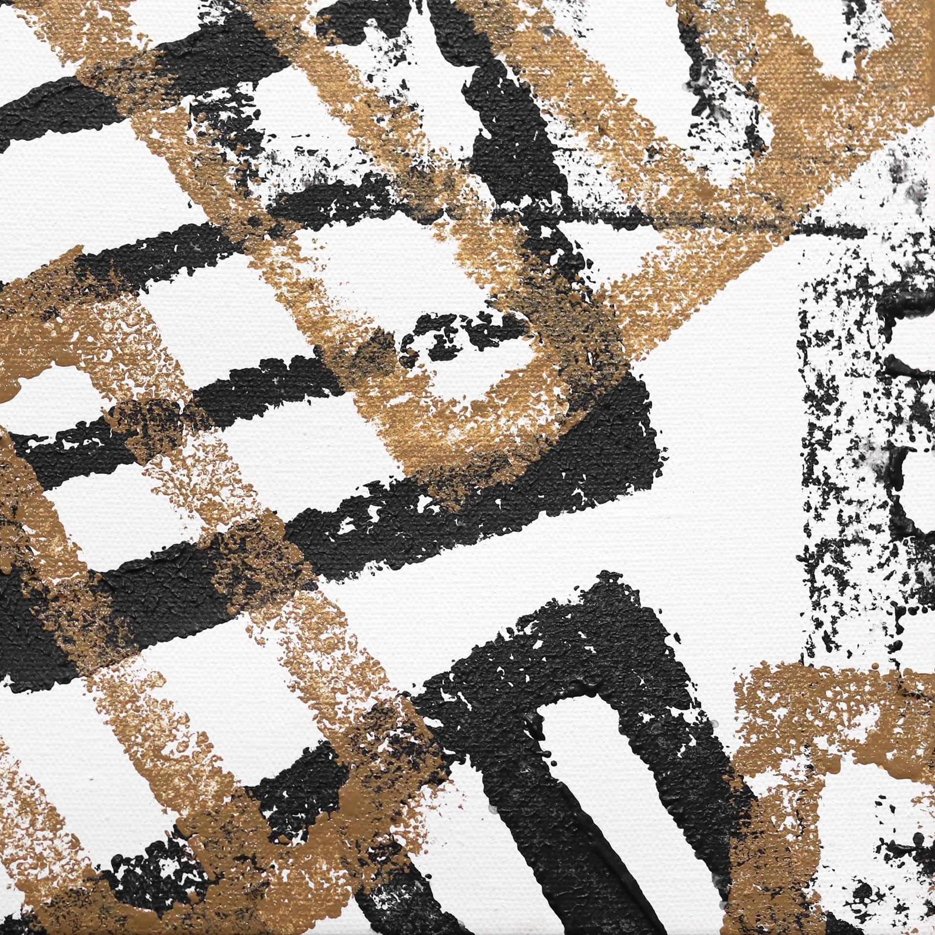 Nero e tan - Pittura astratta originale geometrica neutrale in vendita 5