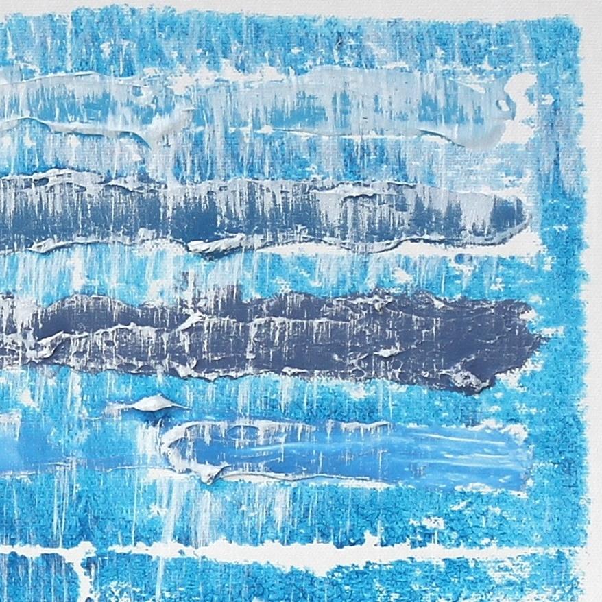 Blue Strata Pattern: Stockholm - Minimalist Mixed Media Art by Len Klikunas