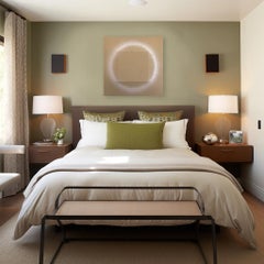 Circle Square 2 beige sur brun clair -Œuvre d'art sculpturale abstraite et minimaliste originale