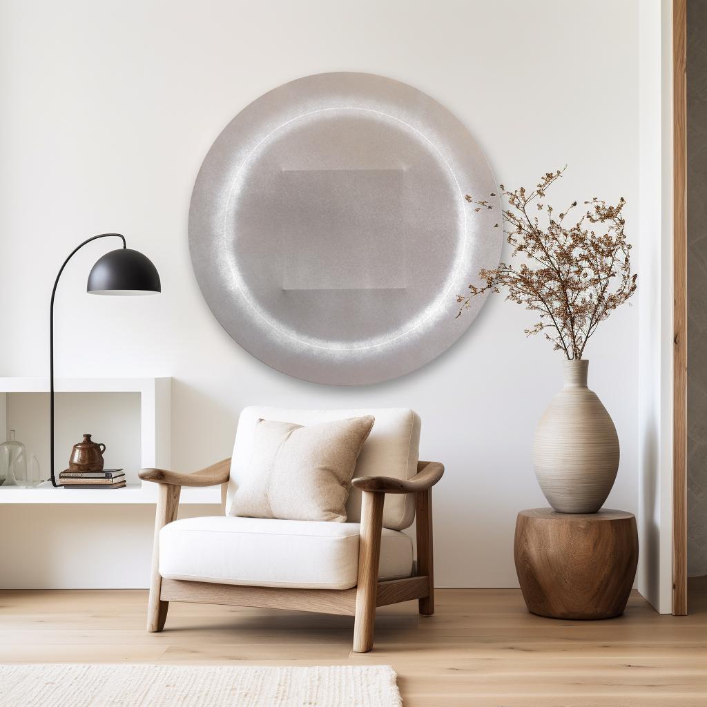 Disk mit flüchtigem Corona - Abstraktes minimalistisches skulpturales Kunstwerk – Sculpture von Len Klikunas