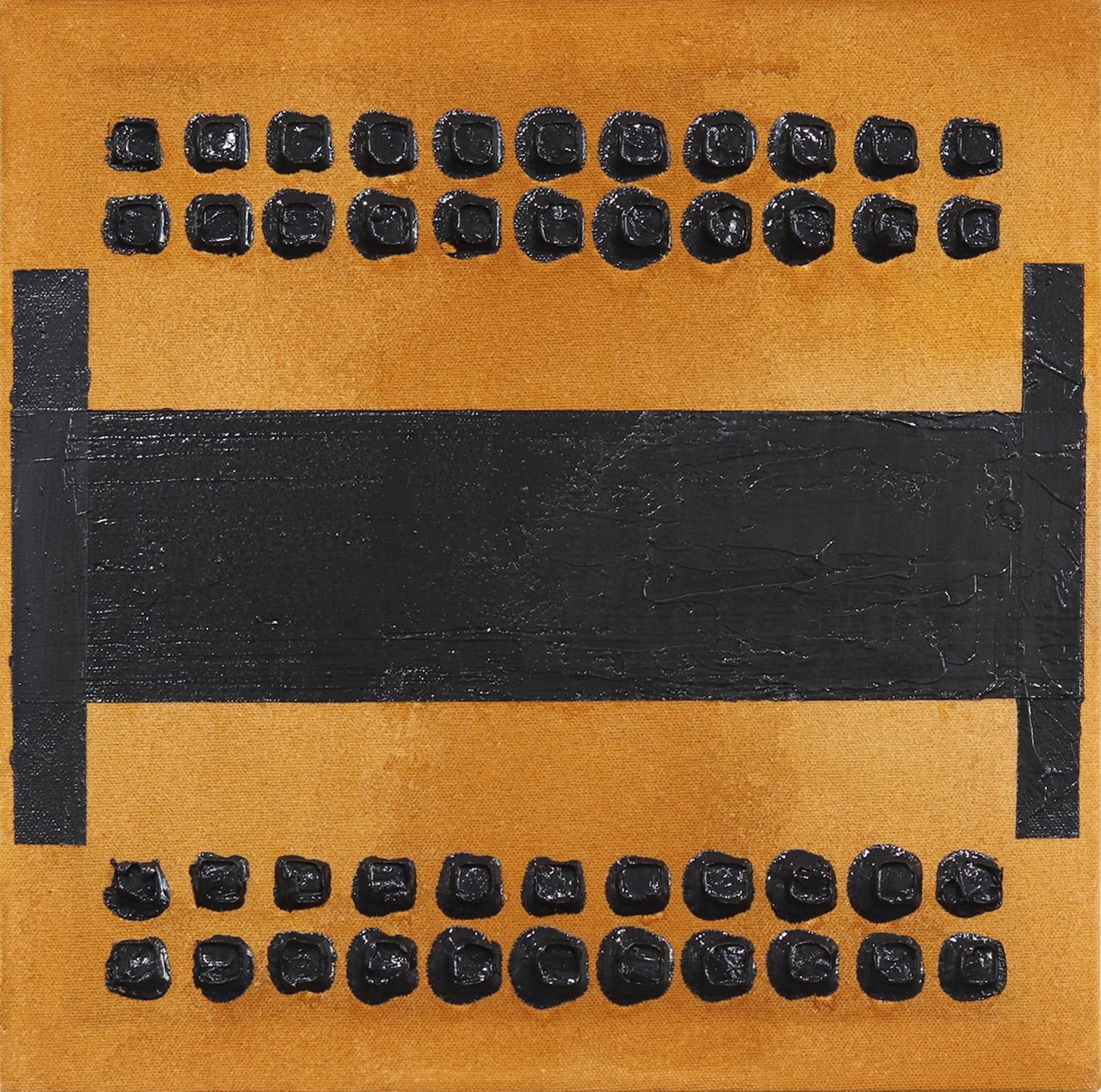 Ebenholz Pictograph 3 – Texturiertes, abstraktes, minimalistisches Kunstwerk auf Leinwand