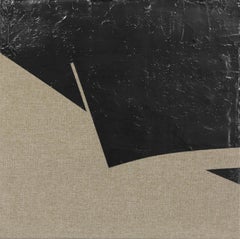 Pictograph 6 – Minimalistisches monochromes Kunstwerk aus Ebenholz auf Leinwand