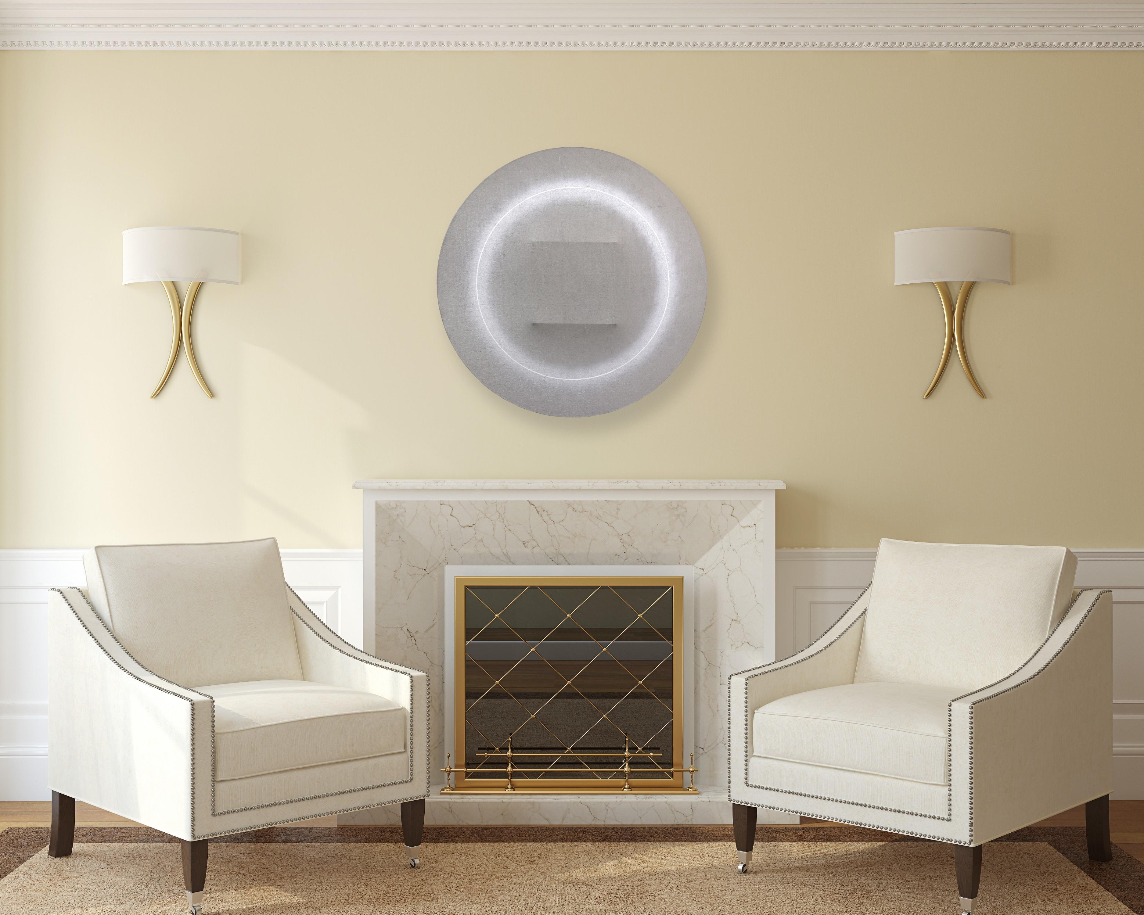 Emerging Coronal Disk with Square Structure - Abstract Minimalist Artwork - Painting by Len Klikunas