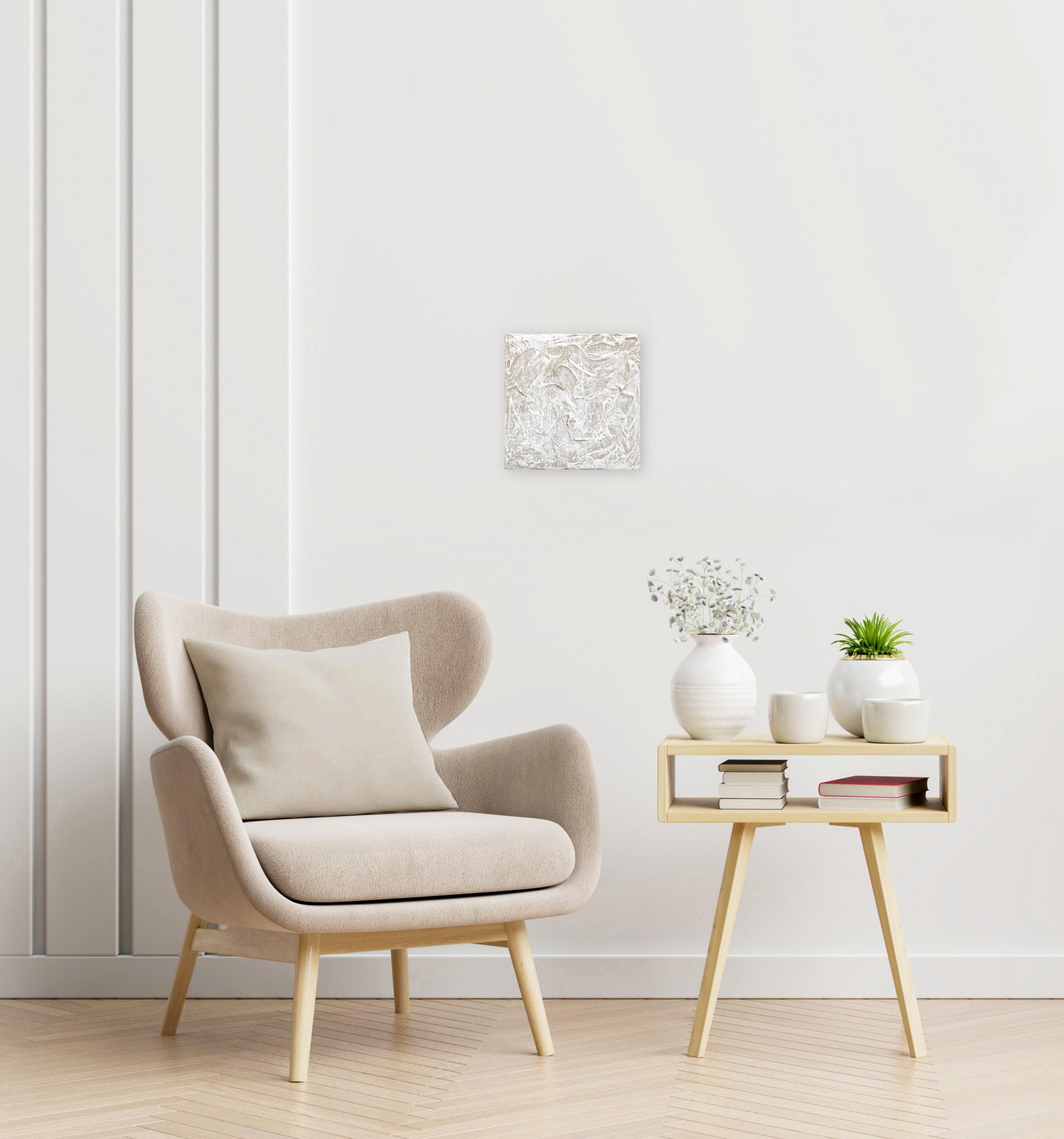 Fuerzas de la Naturaleza 6  - Obra de Arte Minimalista en Lienzo Beige Abstracto de Rica Textura en venta 3