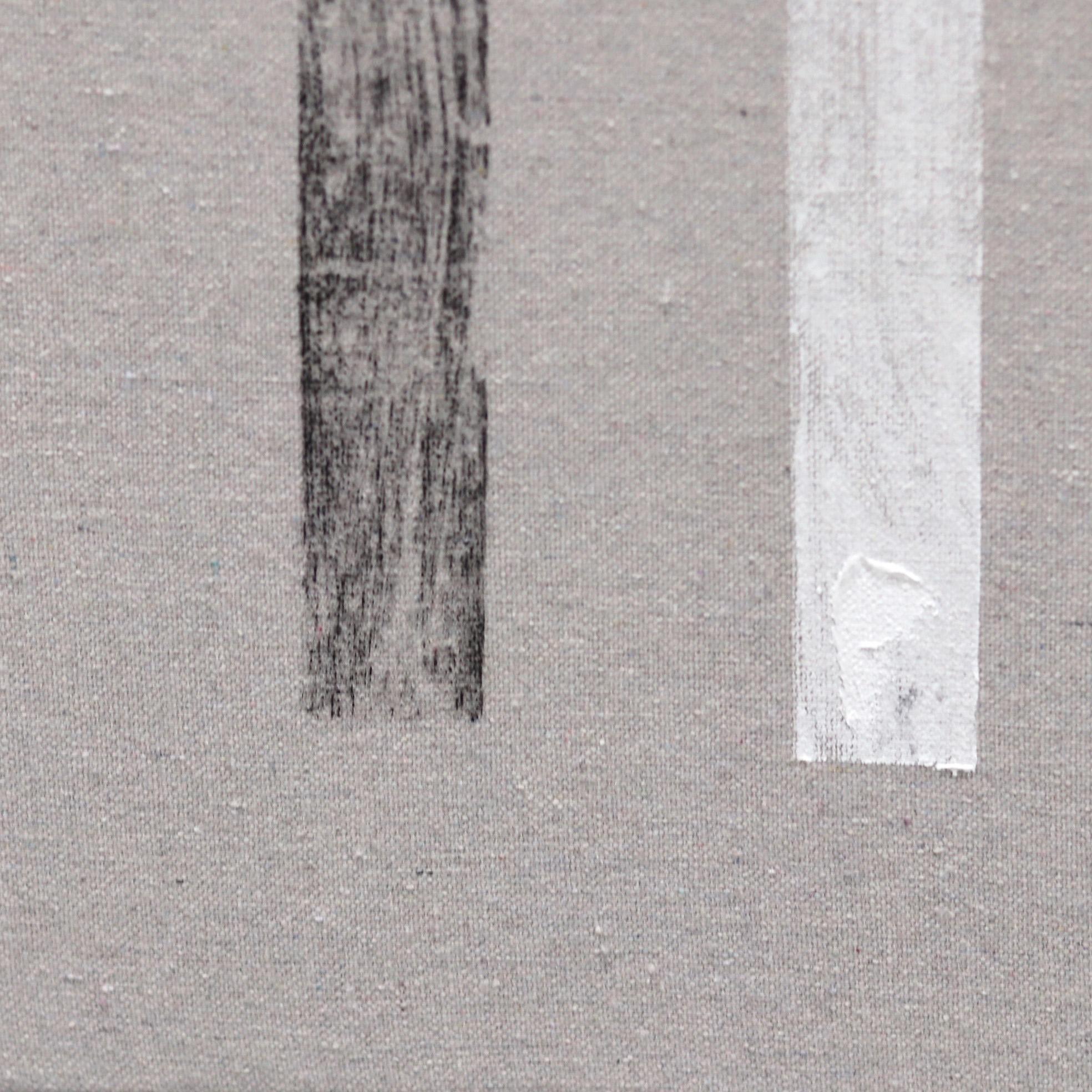 Good Times - Large Black and White Minimalism Artwork on Canvas - Gray Abstract Painting by Len Klikunas