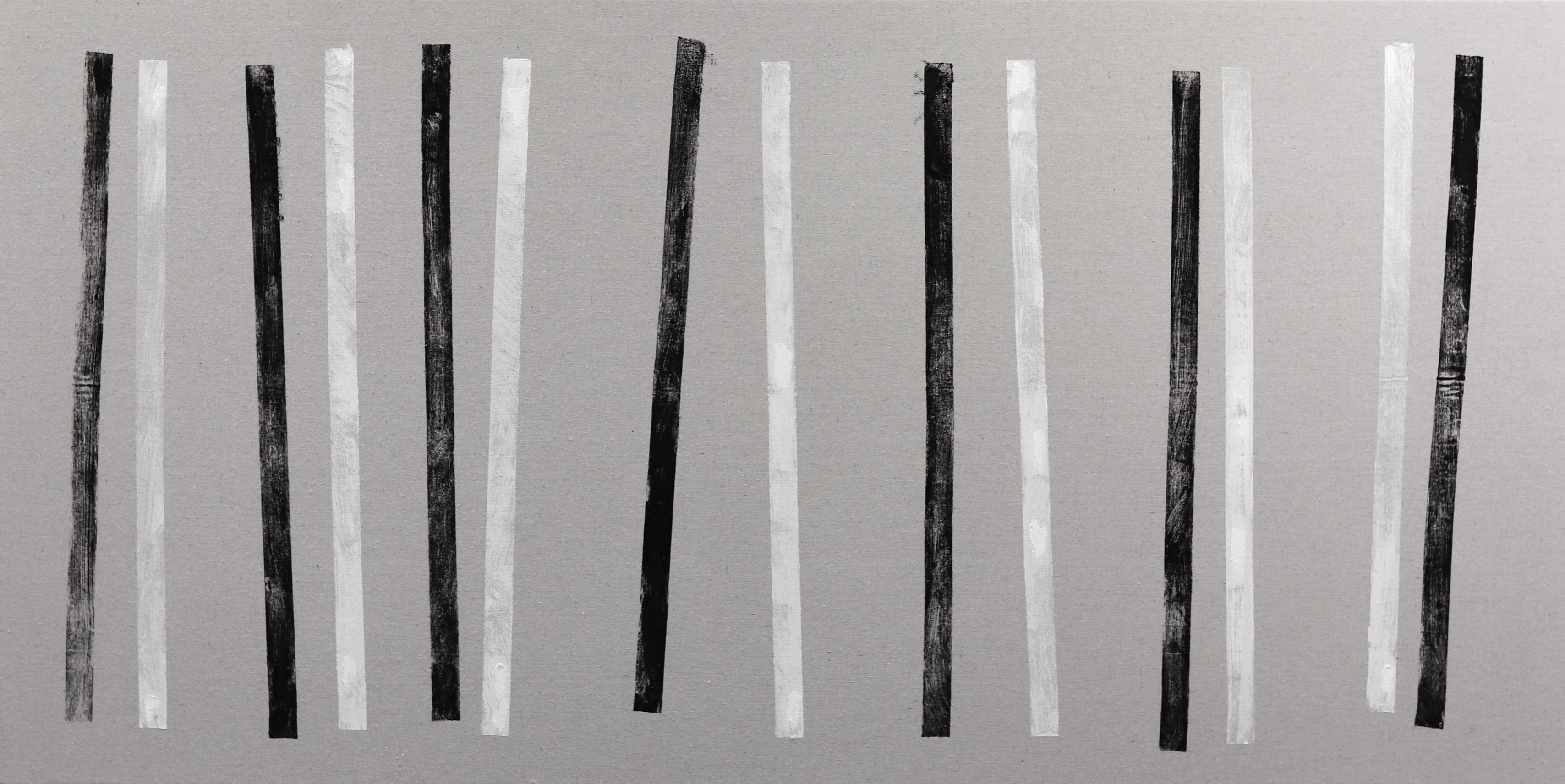 Len Klikunas Abstract Painting - Good Times - Large Black and White Minimalism Artwork on Canvas