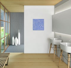 Harbor Lace - Textural White on Blue 3D Original Abstract Artwork