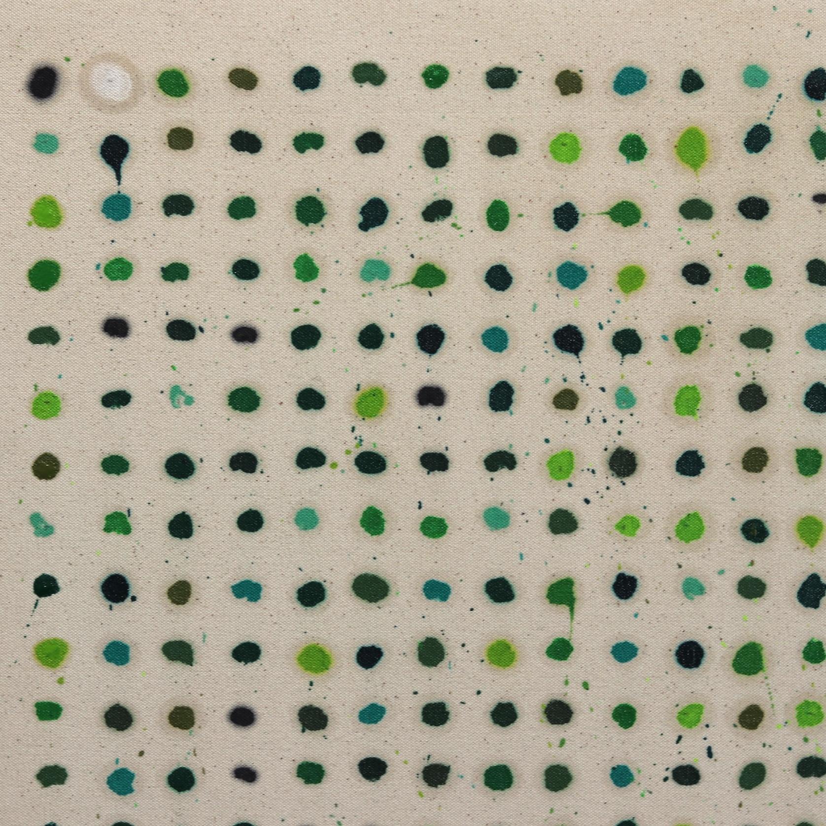Legende - Minimalistisches natürliches grünes zeitgenössisches Originalgemälde (Beige), Abstract Painting, von Len Klikunas