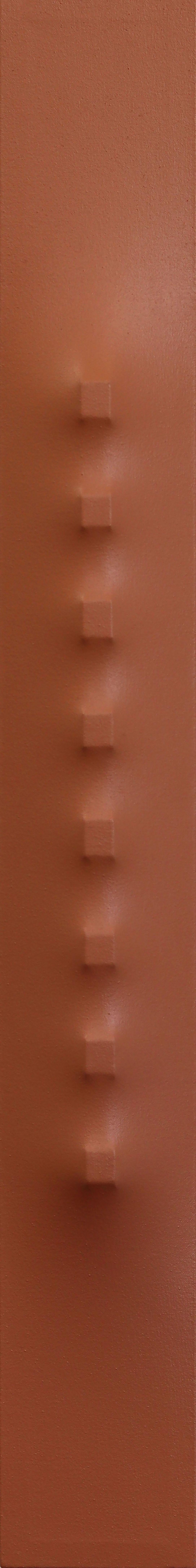 Abstract Painting di Len Klikunas - Light SCP50-61 - Arte scultorea astratta multidimensionale minimalista rosso marrone