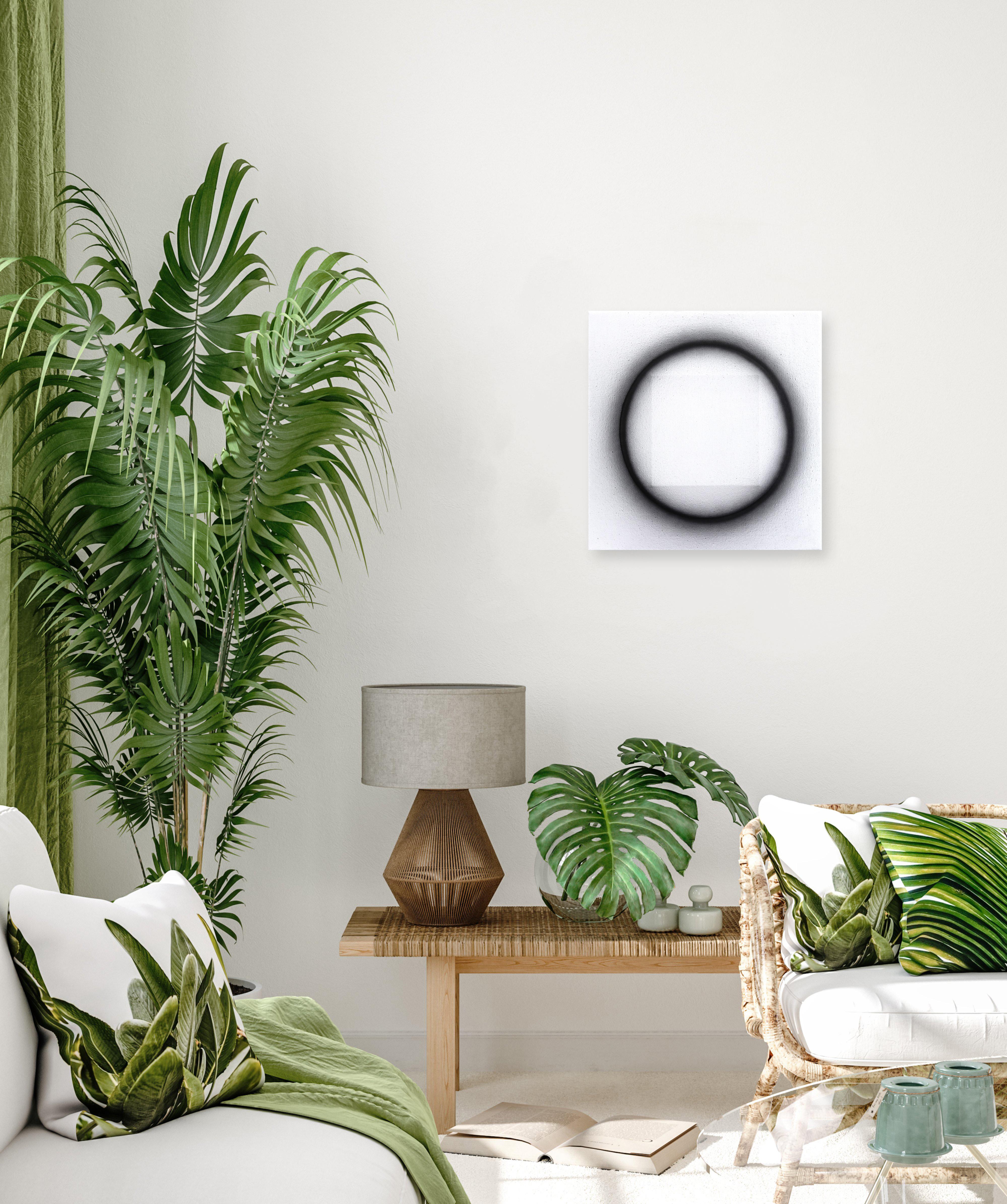 Fuera y Fuera - Obra de Arte Minimalista Abstracta Escultórica Negro Blanco 3D en venta 1