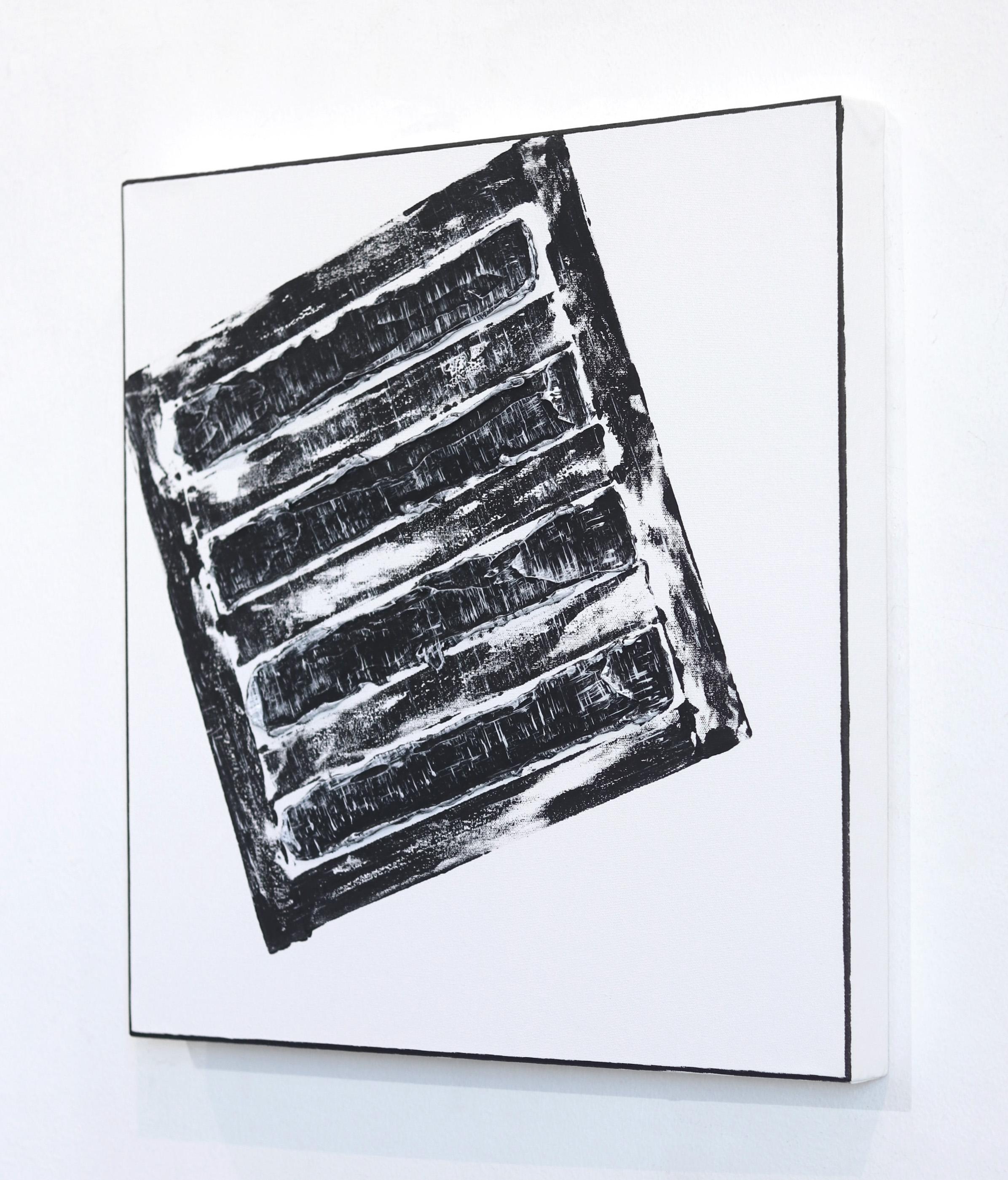 Gemälde ### – Originales minimalistisches Kunstwerk auf Leinwand (Schwarz), Abstract Painting, von Len Klikunas